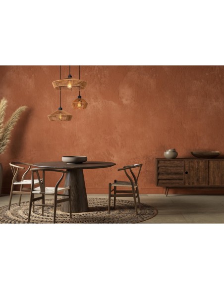 Suspension Diam. 60 cm 3xE27 60 W Naturel et Noir - Lucide - Yunkai