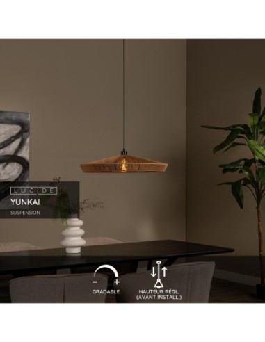 Lucide YUNKAI Suspension Diam. 70 cm 1xE27 Naturel | Deko Light