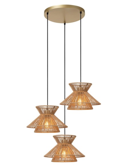 Suspension Led 3xE27 60 W Dimmable  Naturel - Lucide - Tasman