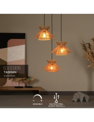 Lucide TASMAN Suspension 3xE27 Naturel | Deko Light