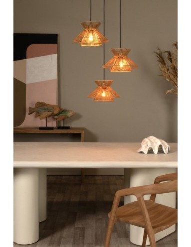 Suspension Led 3xE27 60 W Dimmable  Naturel - Lucide - Tasman