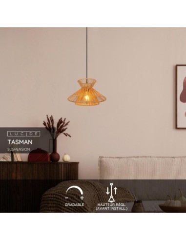 Lucide TASMAN Suspension 1xE27 Naturel | Deko Light