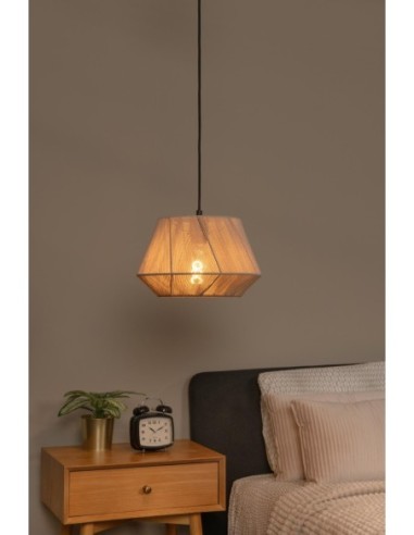 Suspension Diam.25 cm 1xE27 60 W Noir et Naturel - Lucide - Jessica