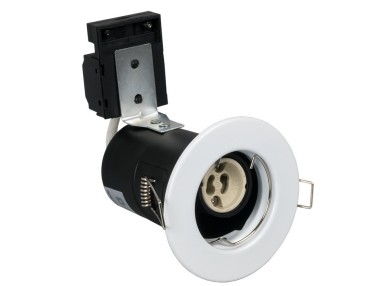 Support spot Led encastrable GU10 fixe rond blanc - Optonica 