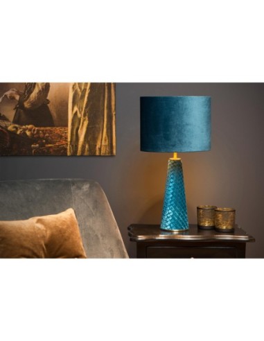 Lampe de table Diam. 25 cm 1xE27 60W Turquoise - Lucide - Extravaganza Velvet
