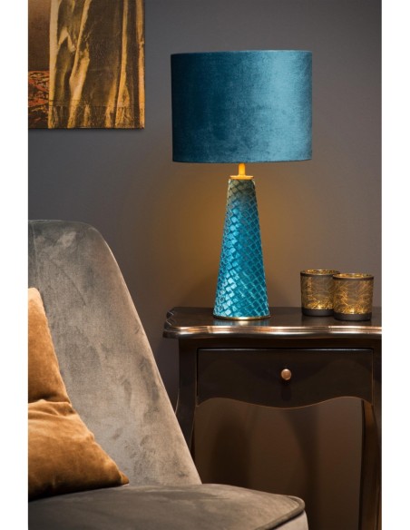 Lucide EXTRAVAGANZA VELVET Lampe de table Diam. 25 cm 1xE27 Turquoise | Deko Light