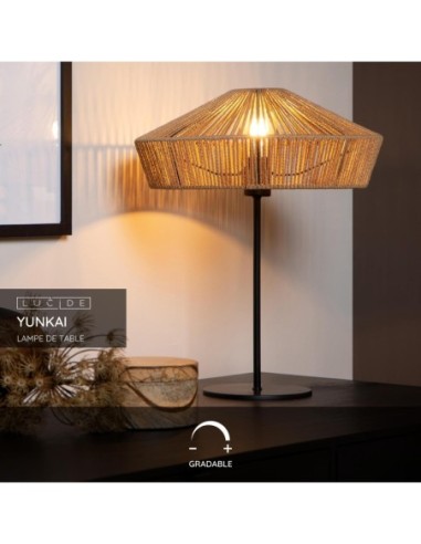 Lucide YUNKAI Lampe de table Diam. 40 cm 1xE27 Naturel | Deko Light