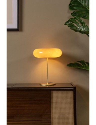 Lampe de table Sentino de Lucide - pâte de verre et métal - esthétique vntage années 60