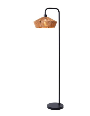 Lampadaire Diam. 40 cm 1xE27 60 W Naturel / Noir - Lucide - Yunkai