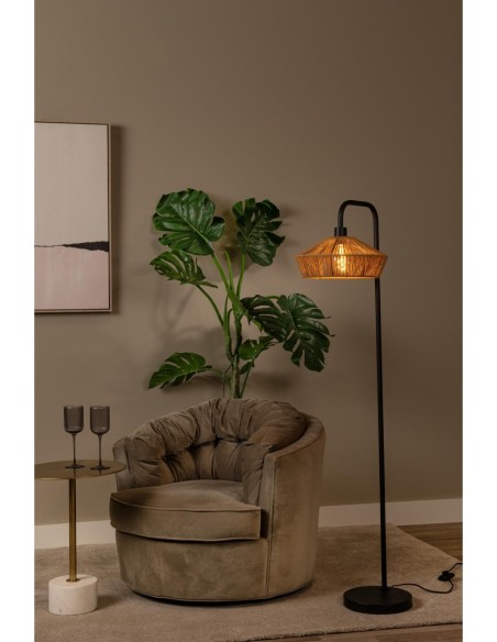 Lampadaire Diam. 40 cm 1xE27 60 W Naturel / Noir - Lucide - Yunkai