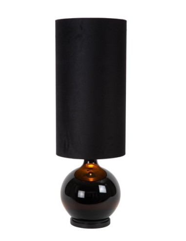 Lampadaire Diam. 34 cm 1xE27 60W Verre et Tissu Noir - Lucide- Esterad