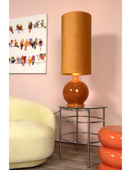 Lampadaire Diam. 34 cm 1xE27 60W Verre Jaune Ocre - Lucide - Esterad