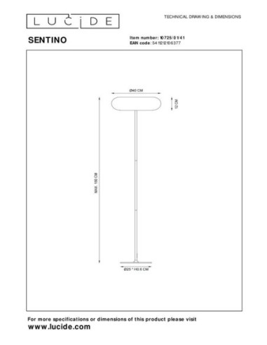 Lucide SENTINO Lampadaire Diam. 40 cm 3xG9 Taupe intérieur | Lucide