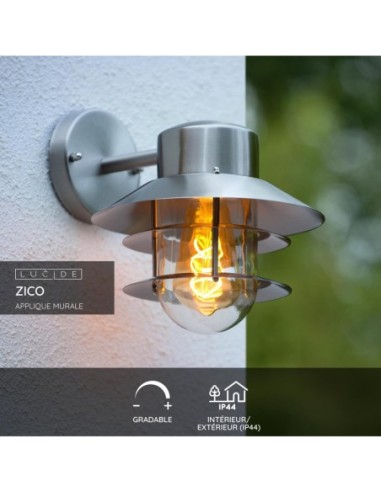 Applique murale extérieur 60 W 1xE27 IP44 Chrome Depoli - ZICO - Lucide