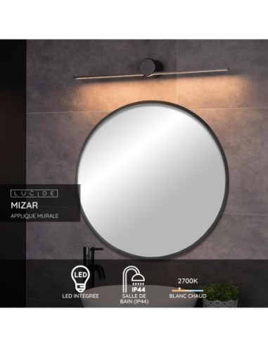 Lucide MIZAR Applique murale Salle de bains LED 1x6W 2700K IP44 Noir | Deko Light