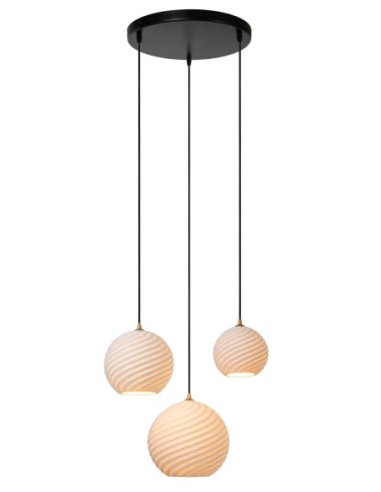 Suspension porcelaine blanche 3xE27 - Lucide - Bina