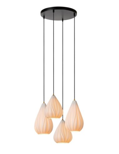 Suspension Led  4xE27  porcelaine blanche - Lucide - Cinzia