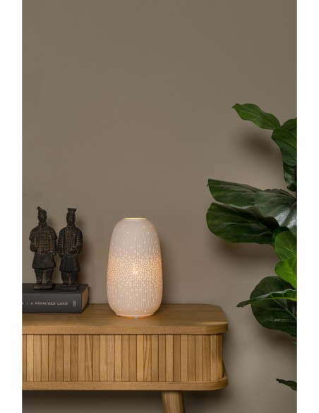 Lampe de table Diam. 14,1 cm 1xE14 25W Blanc - Lucide - Flores