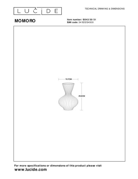 Momoro 30 cm de Lucide - dessin technique