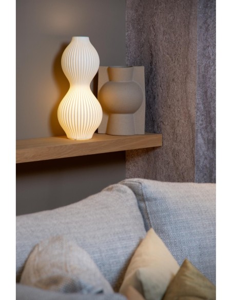 Lampe de table ou de chevet Momoro de Lucide - porcelaine blanche - style grec