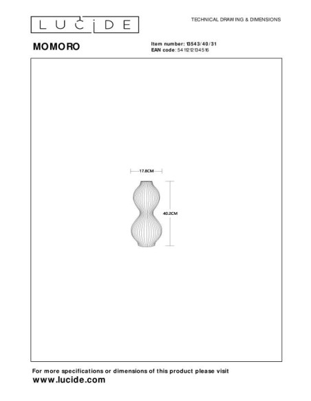 Lucide - lampe de table Momoro 40 cm - dessin technique