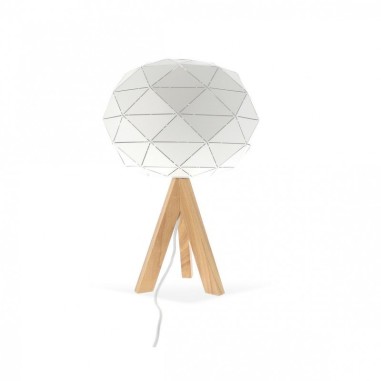 Lampe de table Origami blanche et bois - Girard-Sudron 