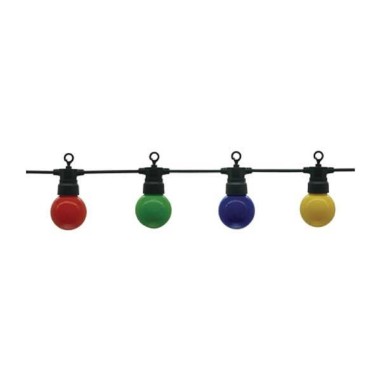 Guirlande lumineuse multicolore étanche 10 ampoules cordon noir - Optonica 