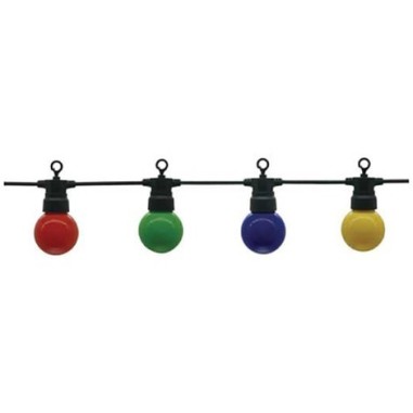 Guirlande lumineuse multicolore étanche 20 ampoules cordon noir - Optonica 