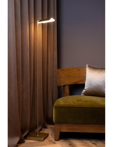 Lampadaire LED Dim. CCT 1x12W 2700K/4000K Or Mat / Laiton - Lucide - Aaron
