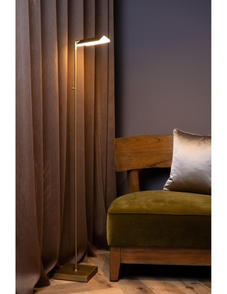 Lampadaire LED Dim. CCT 1x12W 2700K/4000K Or Mat / Laiton - Lucide - Aaron