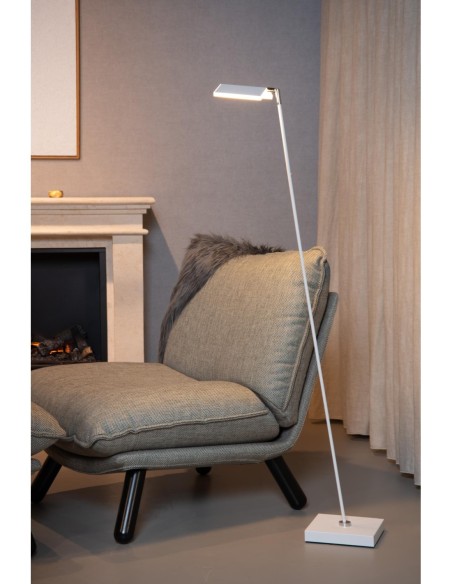 Lampadaire LED Dim. CCT 1x12W 2700K/4000K Blanc - Lucide- Aaron