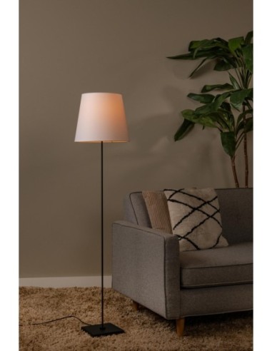 Pendio  de Lucide  - Lampadaire métal noir abat-jour textile - E27