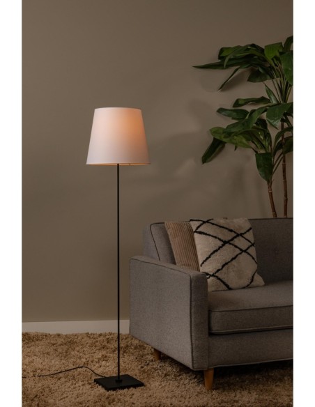 Pendio  de Lucide  - Lampadaire métal noir abat-jour textile - E27