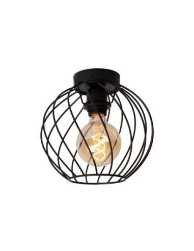 Lucide DANZA Plafonnier Diam. 25 cm 1xE27 Noir | Deko Light