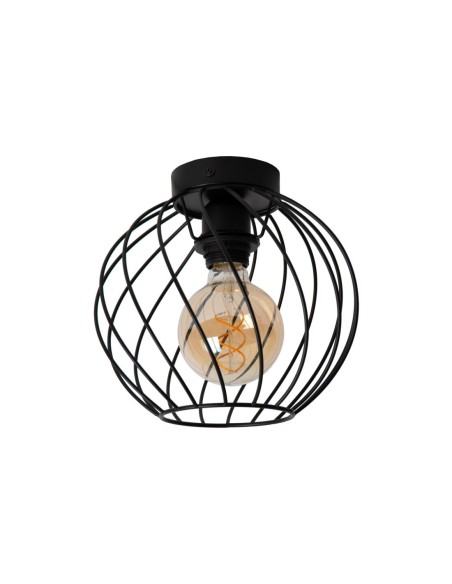 Lucide DANZA Plafonnier Diam. 25 cm 1xE27 Noir | Deko Light