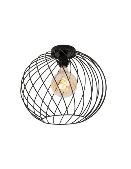 Lucide DANZA Plafonnier Diam. 40 cm 1xE27 Noir | Deko Light