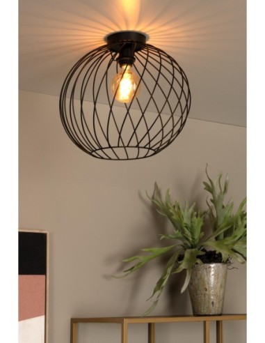 Lucide DANZA Plafonnier Diam. 40 cm 1xE27 Noir | Deko Light