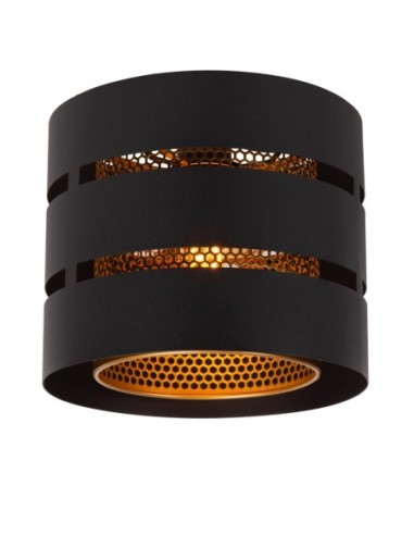 Plafonnier Led Diam. 26 cm E27 40W  Noir  et Or mat - Lucide - Rosas