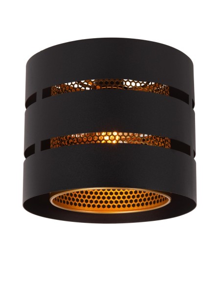 Plafonnier Led Diam. 26 cm E27 40W  Noir  et Or mat - Lucide - Rosas