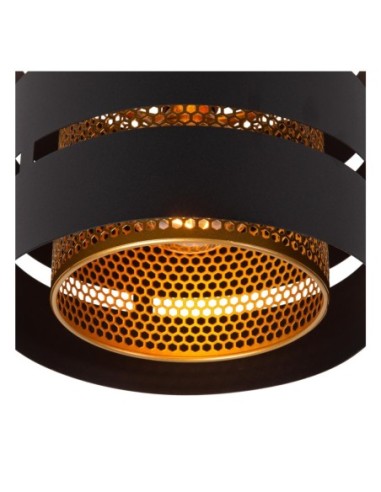 Rosas  de Lucide - Plafonnier Led Diam. 26 cm E27 40W  Noir  et Or mat