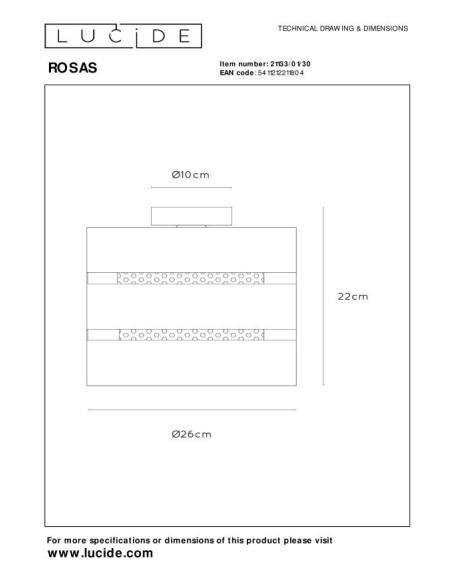 Lucide ROSAS Plafonnier Diam. 26 cm 1xE27 Noir | Deko Light