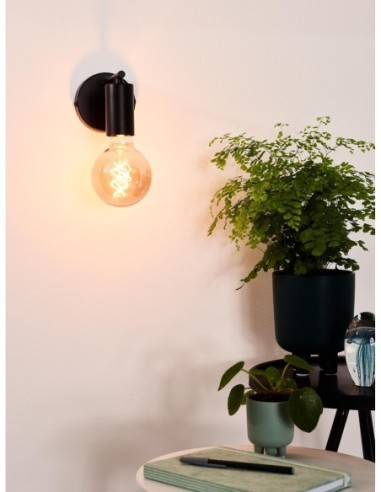 Leanne de Lucide - applique murale métal noire - esthétique contemporaine