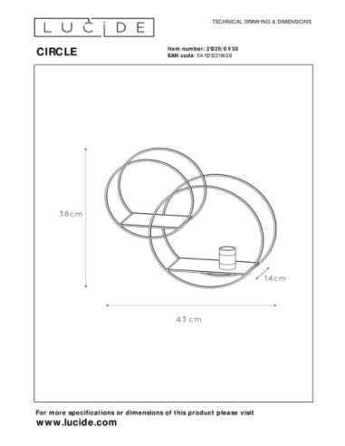 Lucide CIRCLE Applique murale 1xE27 Noir | Deko Light