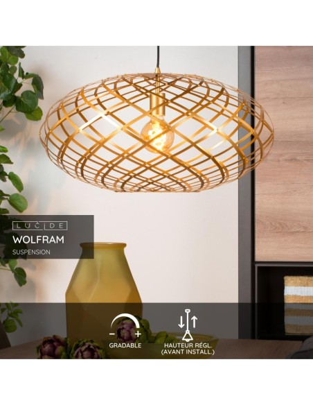 Suspension Diam. 65 cm 1xE27 60 W Or Mat / Laiton - Lucide -Wolfram