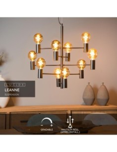 Lucide LEANNE Suspension Diam. 65 cm 10xE27 Noir 2