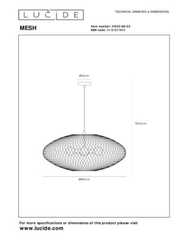 Mesh 85 cm de Lucide - dessin technique