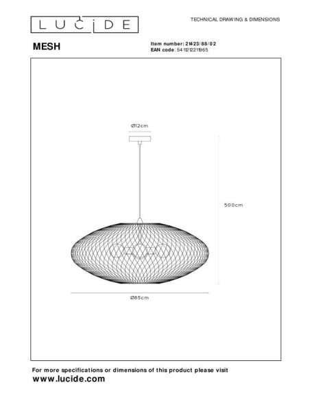 Mesh 85 cm de Lucide - dessin technique
