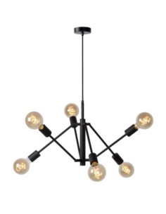 Lucide LESTER Suspension 6xE27 Noir | Deko Light