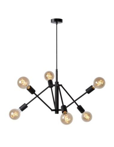 Lucide LESTER Suspension 6xE27 Noir | Deko Light