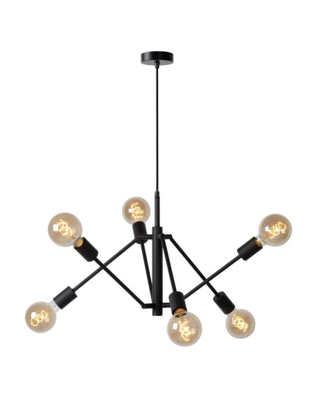 Lucide LESTER Suspension 6xE27 Noir | Deko Light
